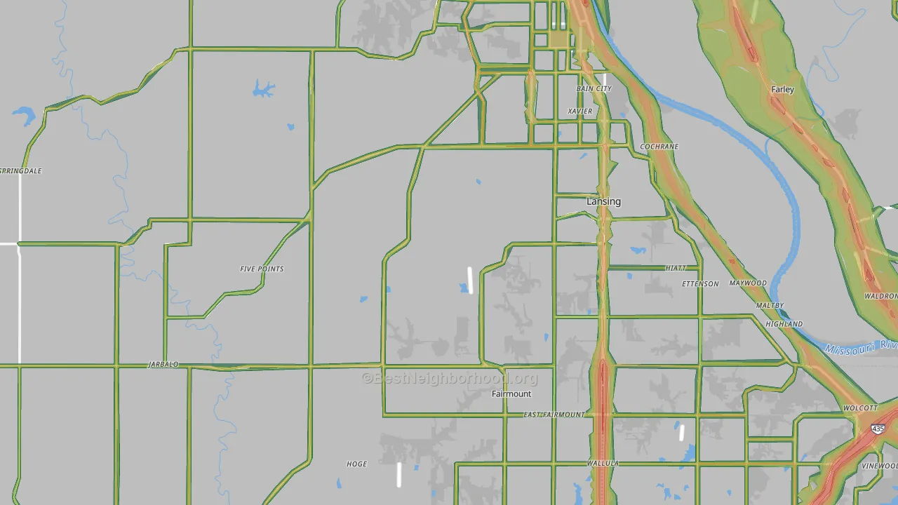 Leavenworth County, KS Map of Noise Levels in Leavenworth County