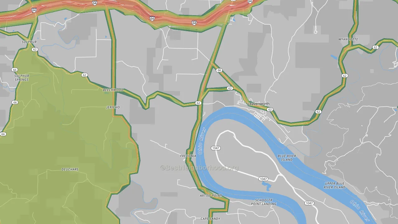Leavenworth, IN Map of Noise Levels in Leavenworth