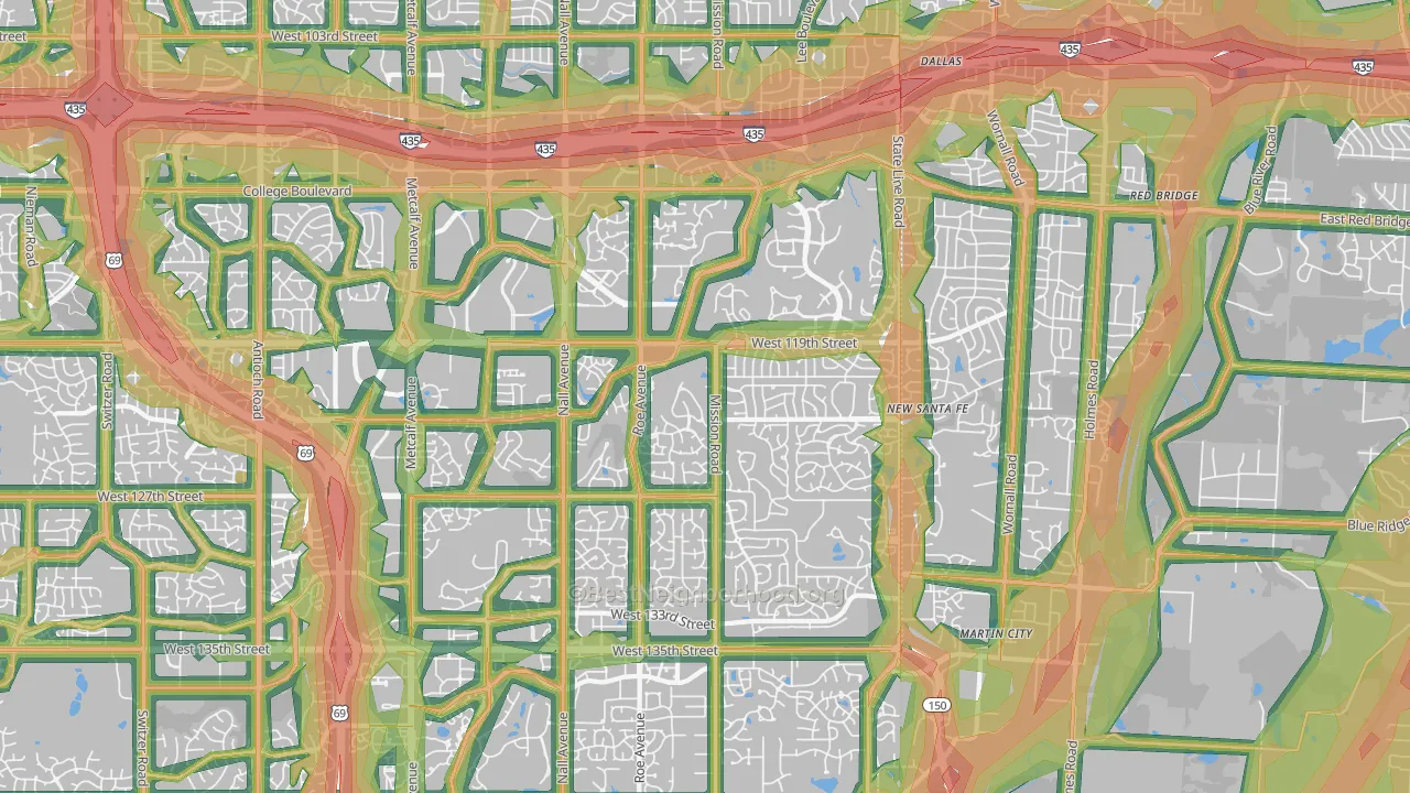 Leawood, KS Map of Noise Levels in Leawood