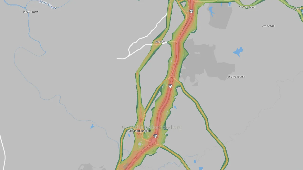 Lebanon Junction, KY Map of Noise Levels in Lebanon Junction