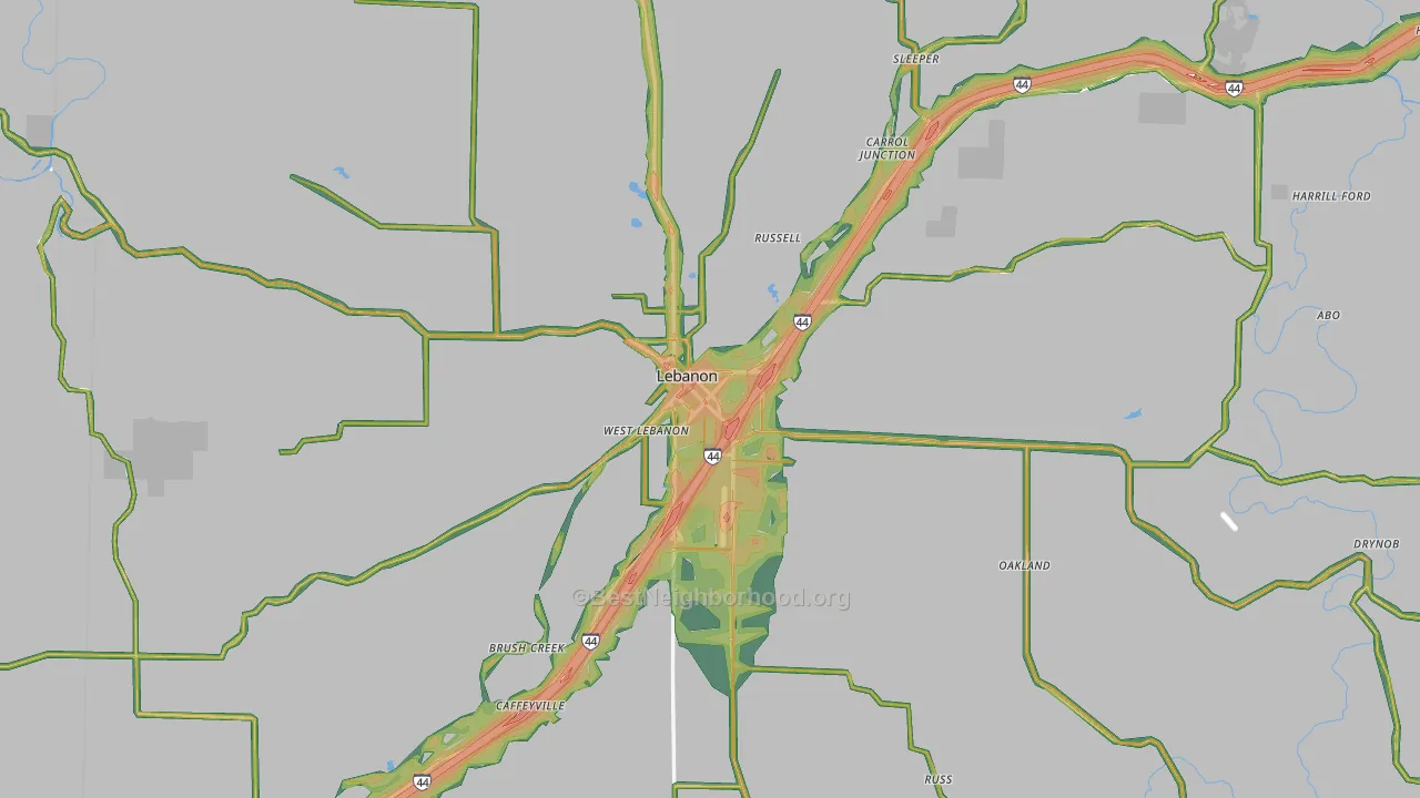 Lebanon, MO Map of Noise Levels in Lebanon