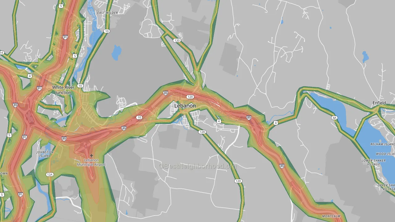 Lebanon, NH Map of Noise Levels in Lebanon