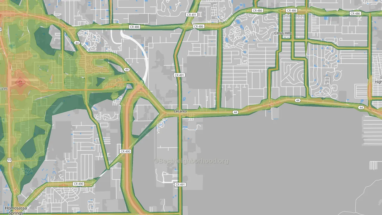 Lecanto, FL Map of Noise Levels in Lecanto