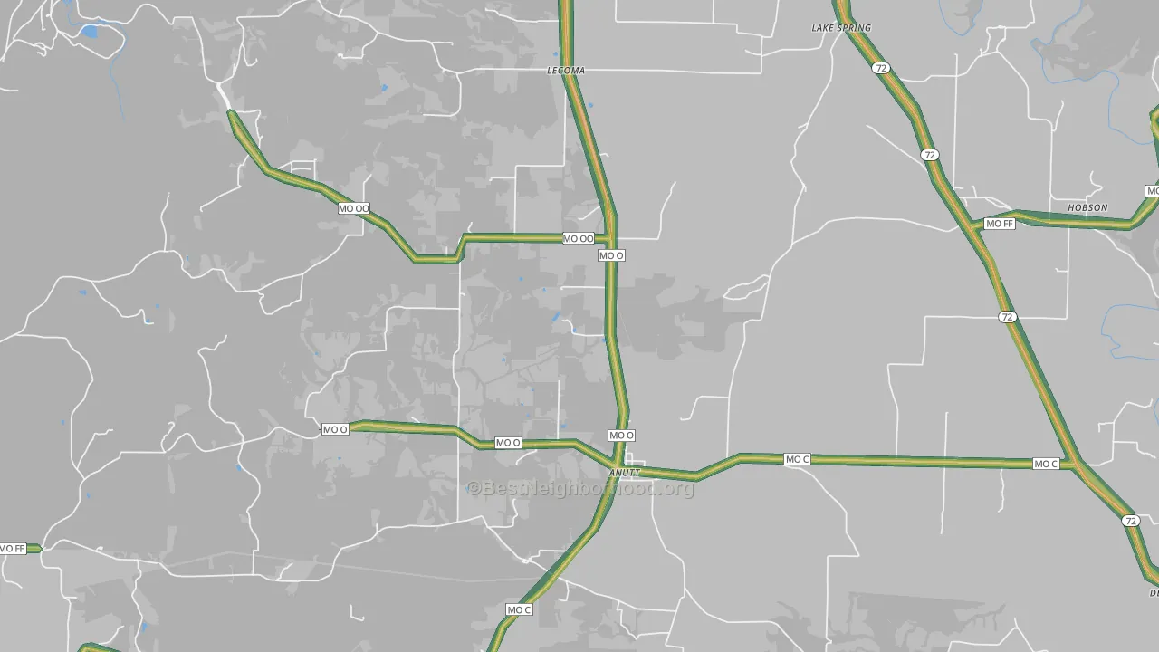Lecoma, MO Map of Noise Levels in Lecoma