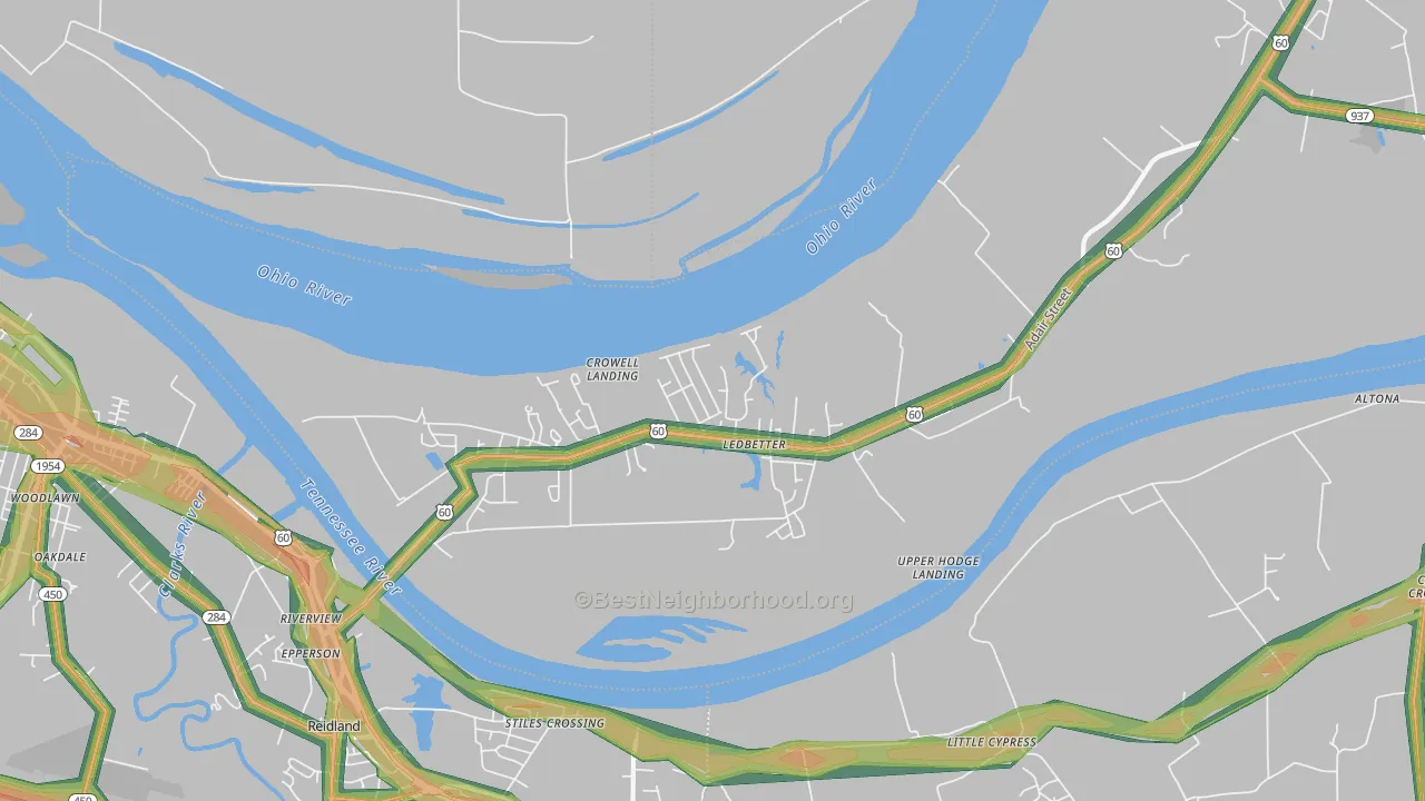 Ledbetter, KY Map of Noise Levels in Ledbetter