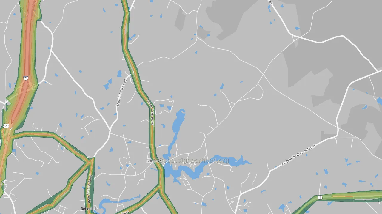 Ledbetter, NC Map of Noise Levels in Ledbetter