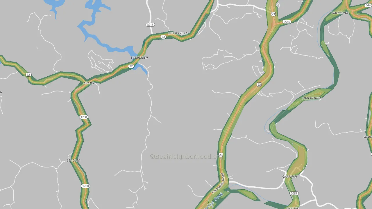 Ledocio, KY Map of Noise Levels in Ledocio