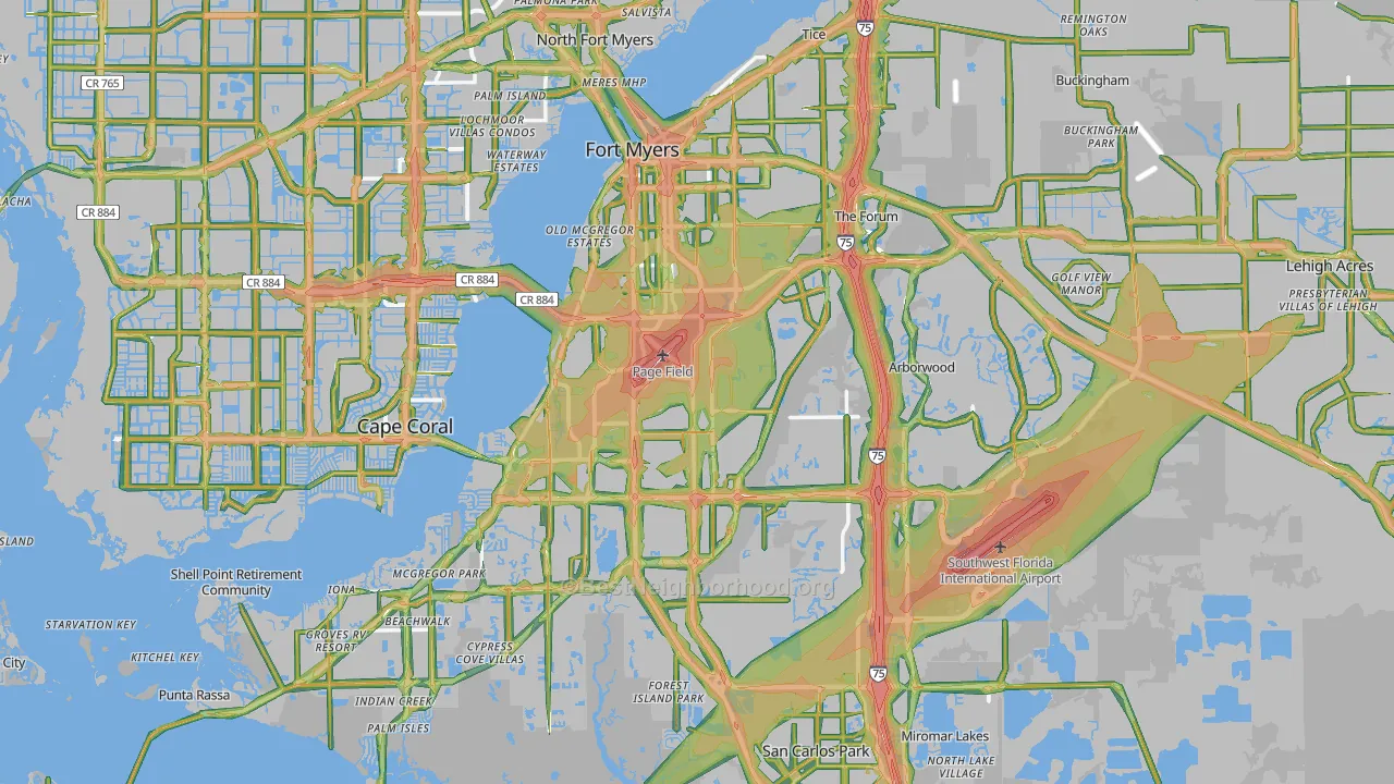 Lee County, FL Map of Noise Levels in Lee County
