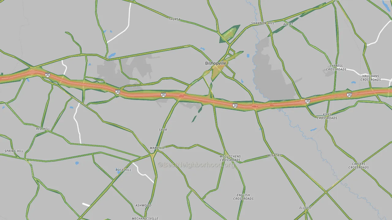 Lee County, SC Map of Noise Levels in Lee County