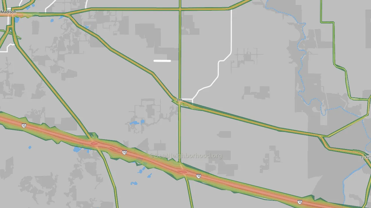 Lee, FL Map of Noise Levels in Lee