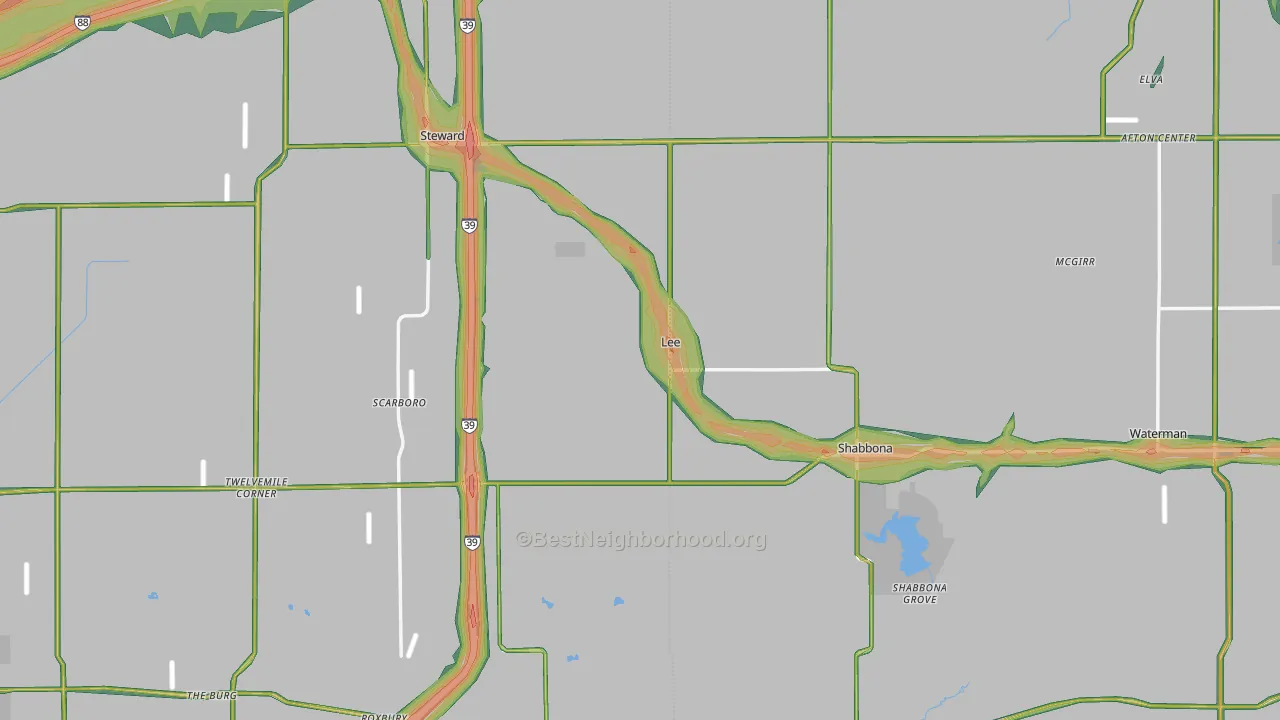 Lee, IL Map of Noise Levels in Lee