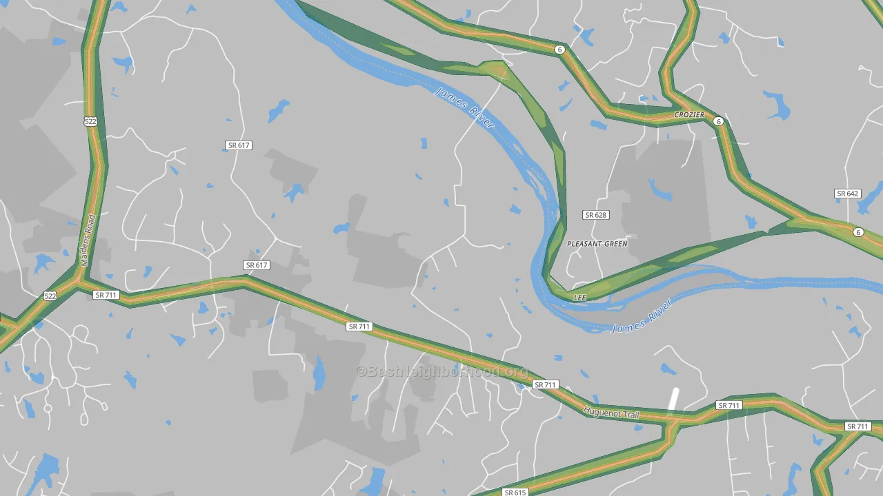 Lee, VA Map of Noise Levels in Lee
