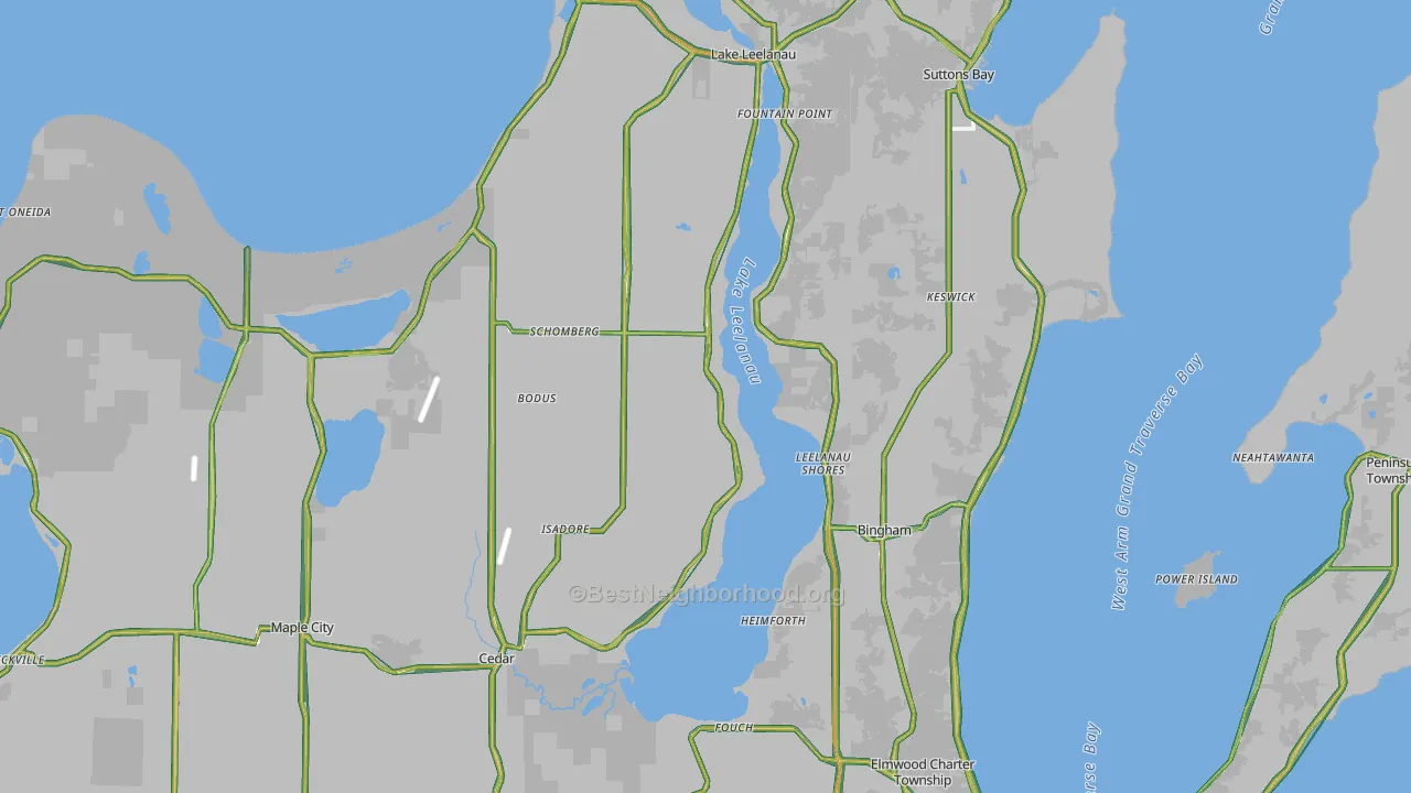 Leelanau County, MI Map of Noise Levels in Leelanau County