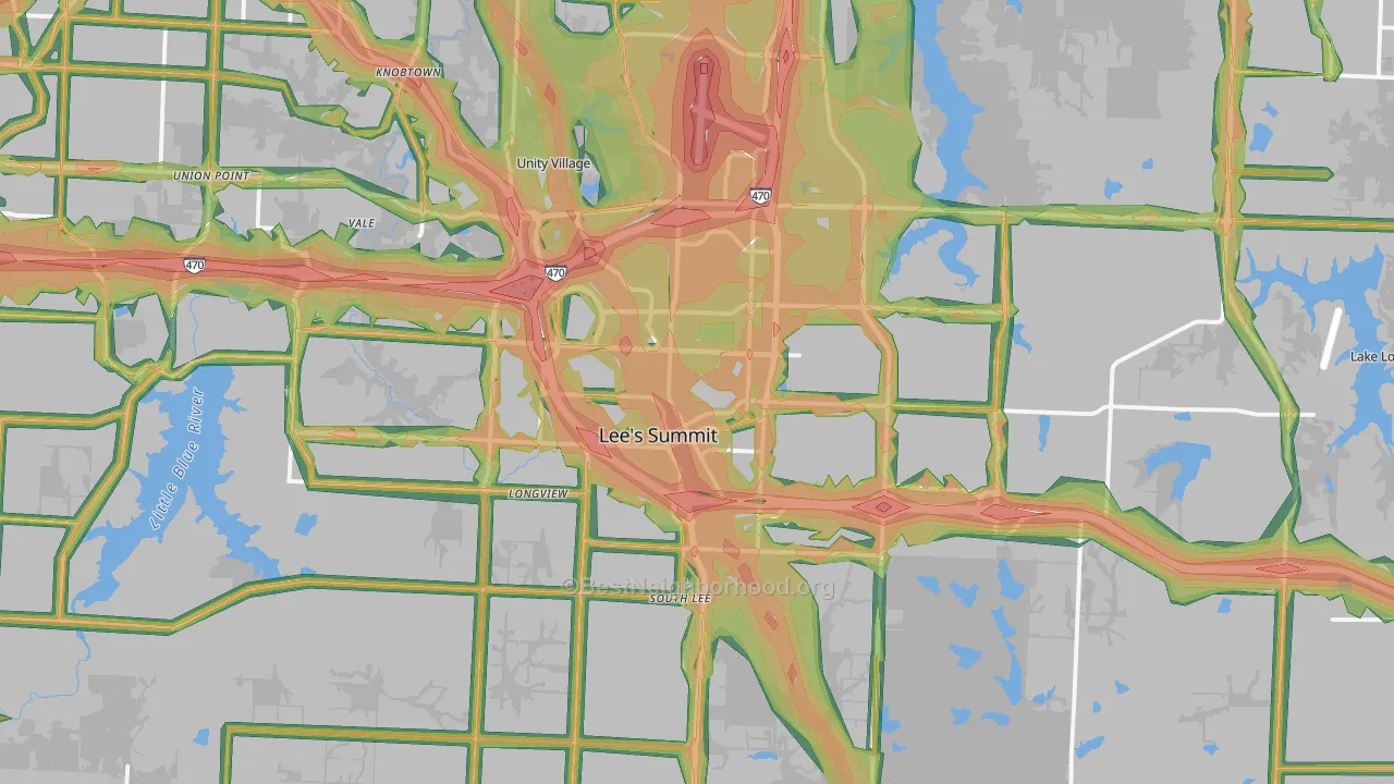 Lees Summit, MO Map of Noise Levels in Lees Summit