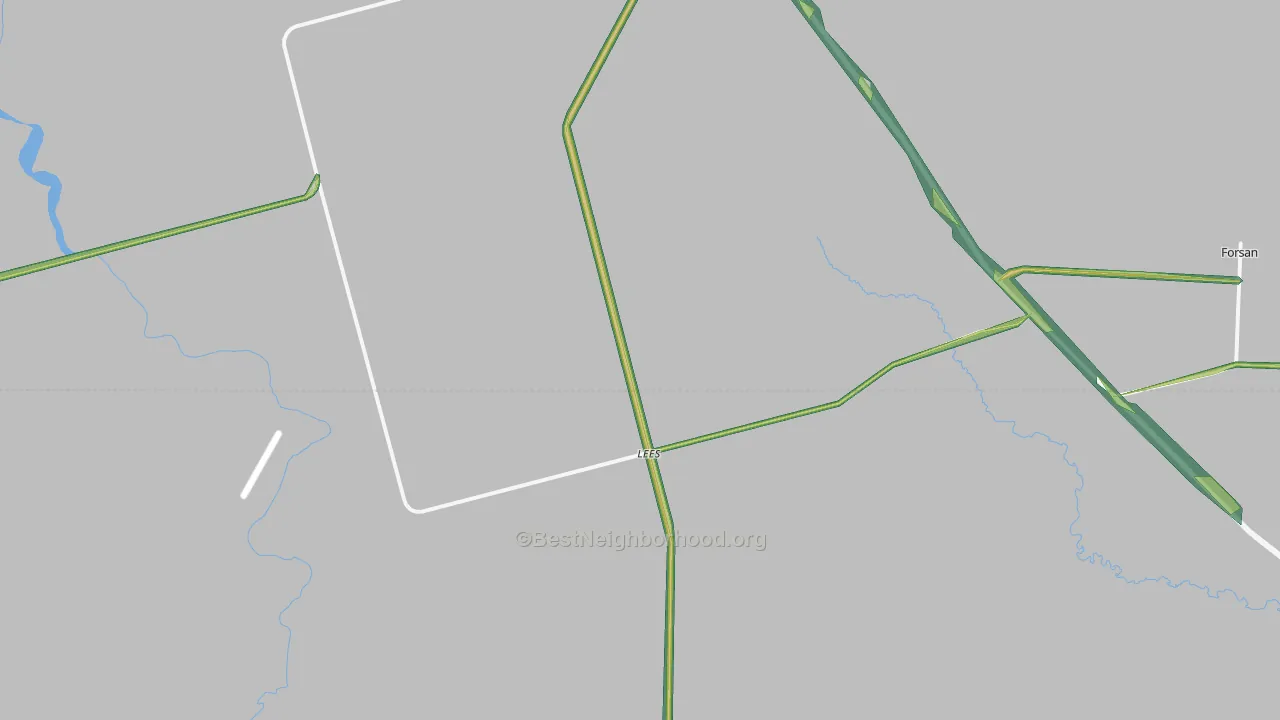 Lees, TX Map of Noise Levels in Lees