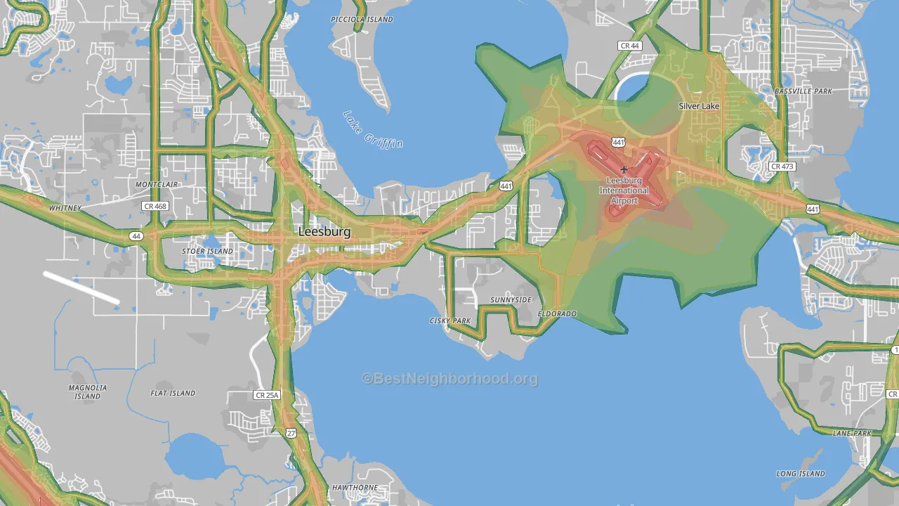 Leesburg, FL Map of Noise Levels in Leesburg