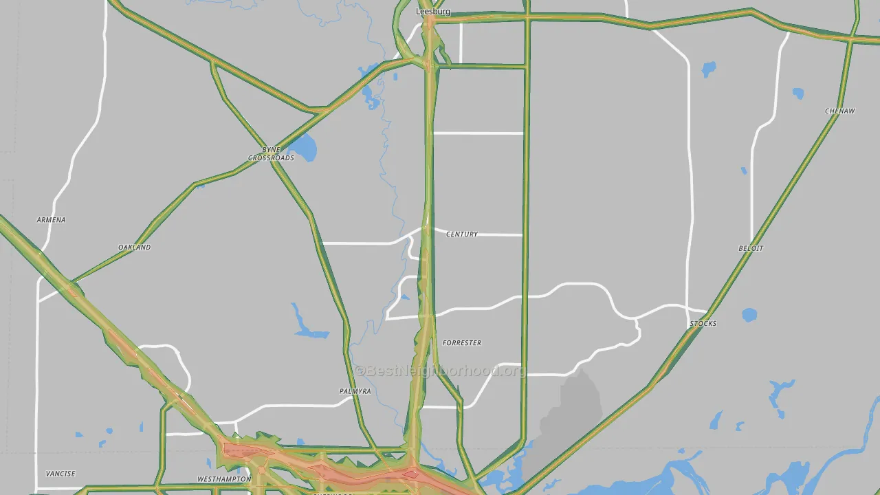 Leesburg, GA Map of Noise Levels in Leesburg