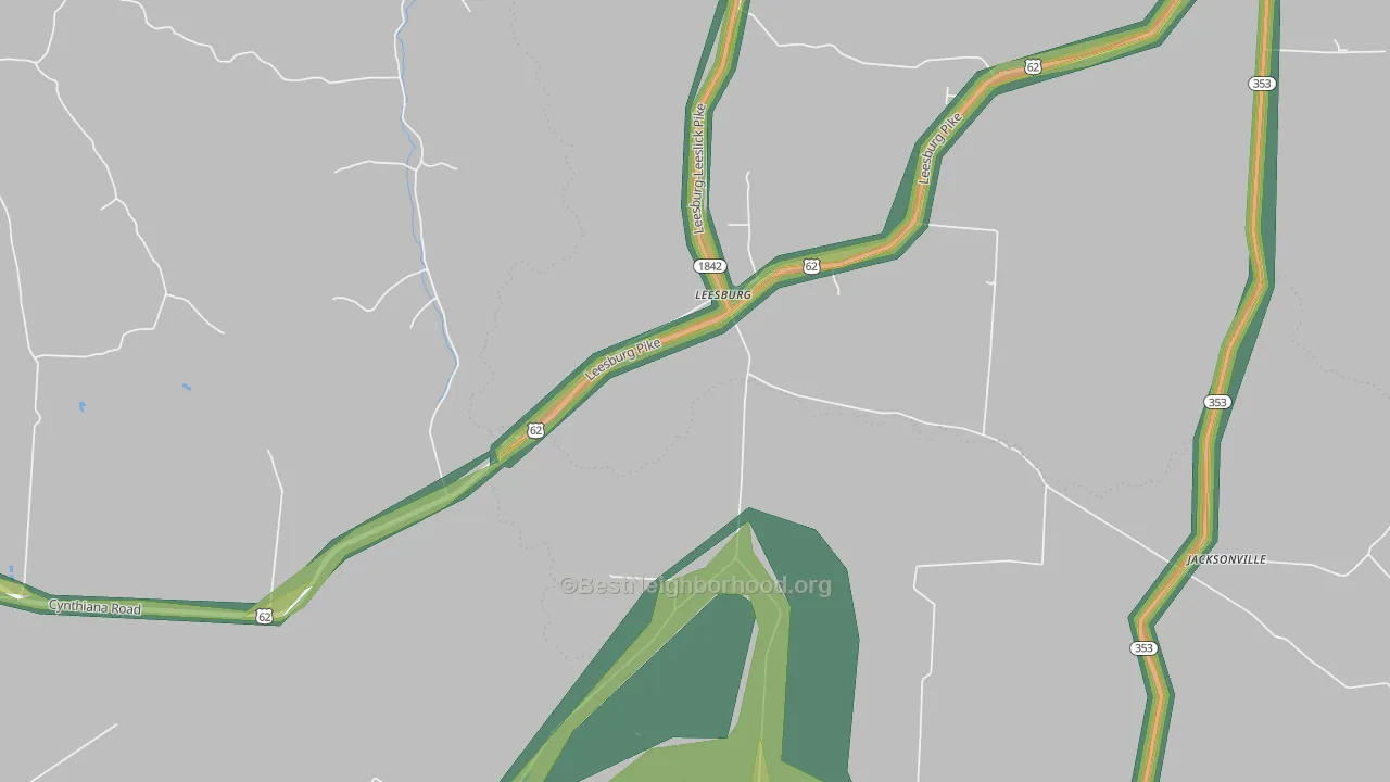 Leesburg, KY Map of Noise Levels in Leesburg