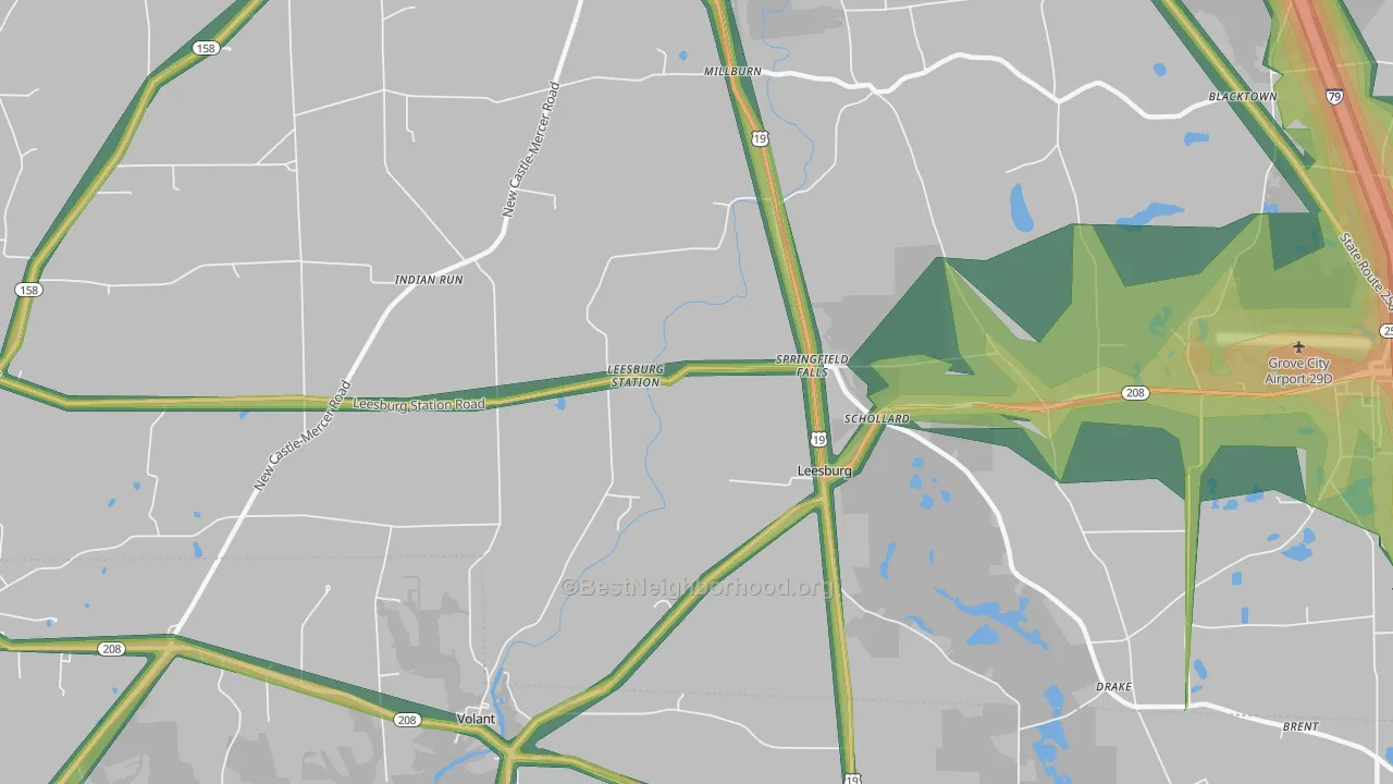 Leesburg, PA Map of Noise Levels in Leesburg