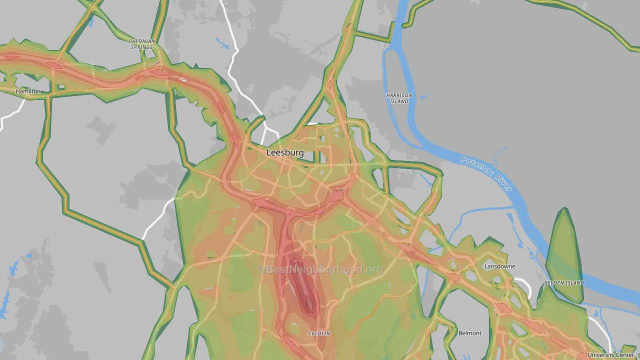 Leesburg, VA Map of Noise Levels in Leesburg