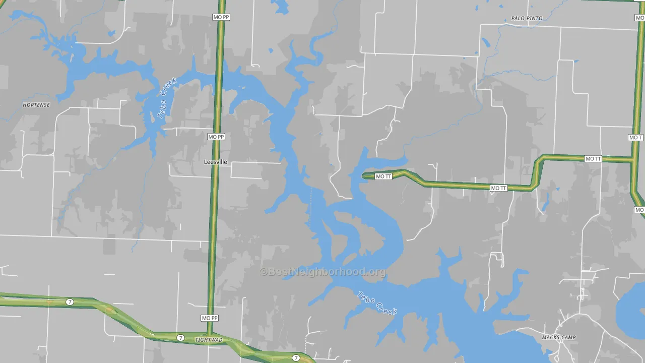 Leesville, MO Map of Noise Levels in Leesville
