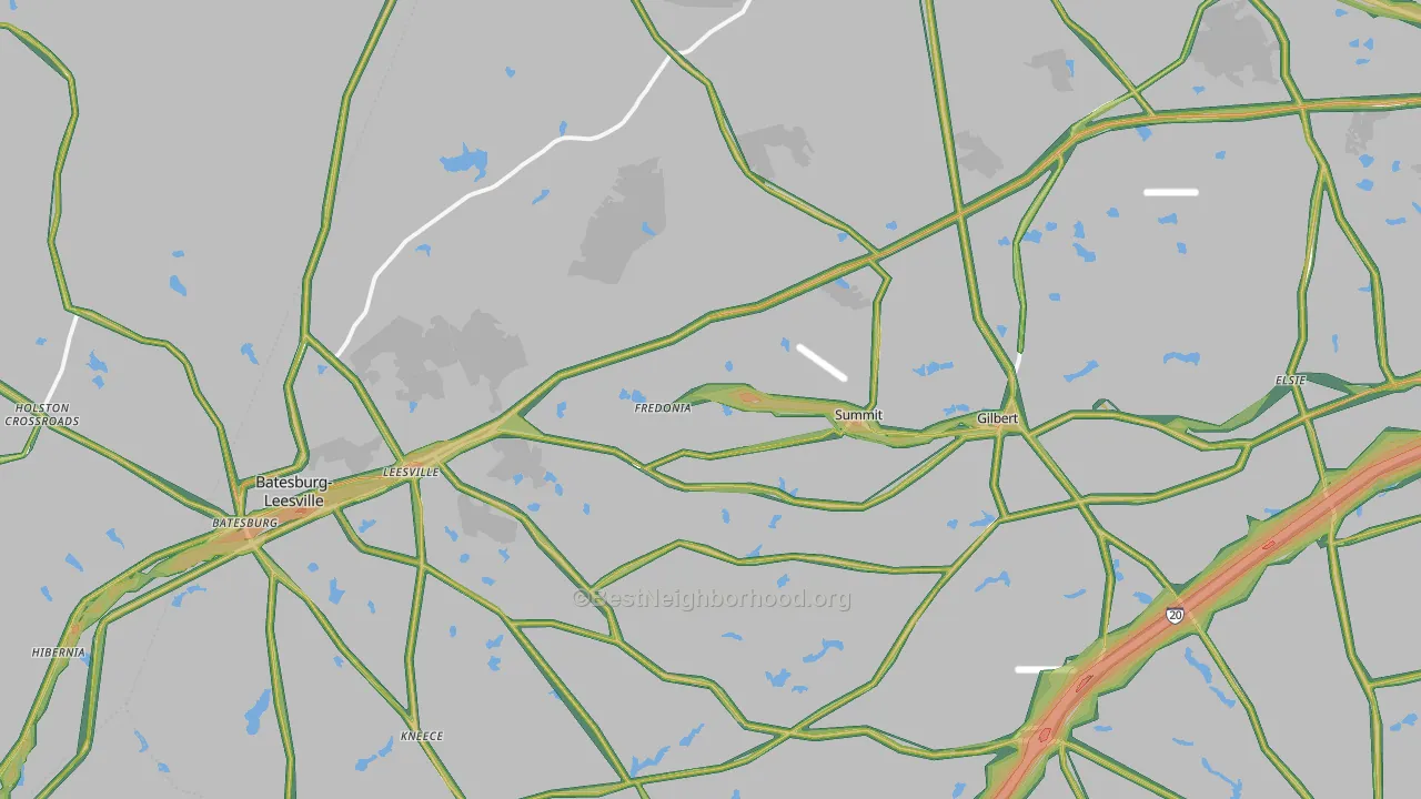 Leesville, SC Map of Noise Levels in Leesville