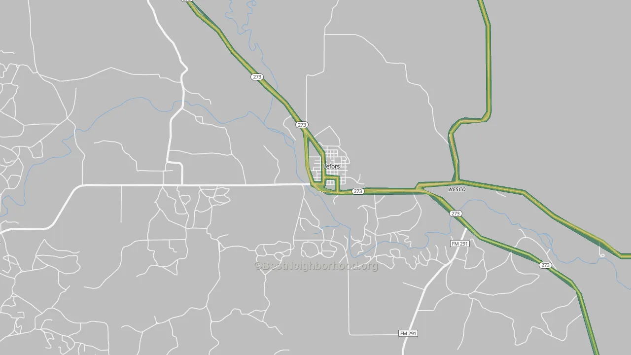 Lefors, TX Map of Noise Levels in Lefors