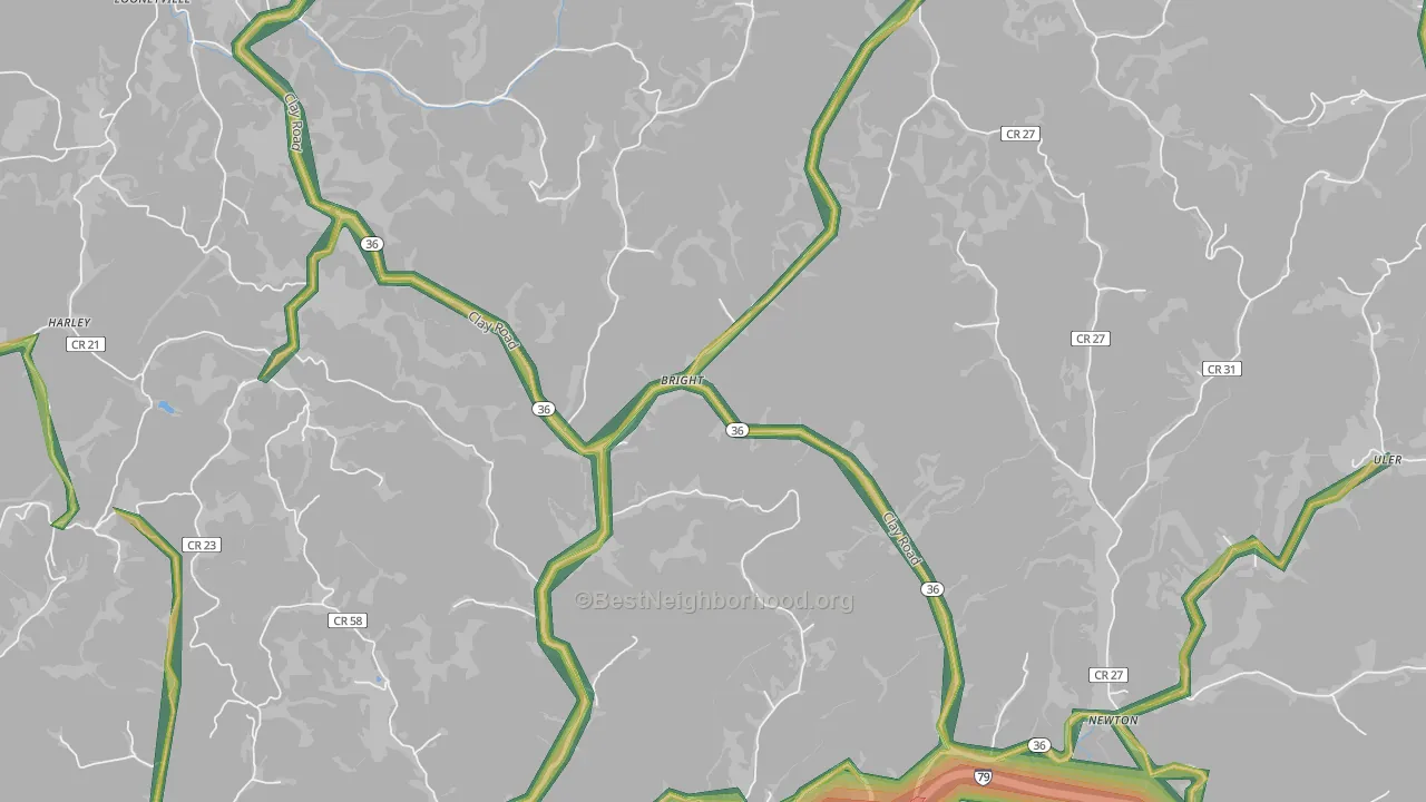 Left Hand, WV Map of Noise Levels in Left Hand