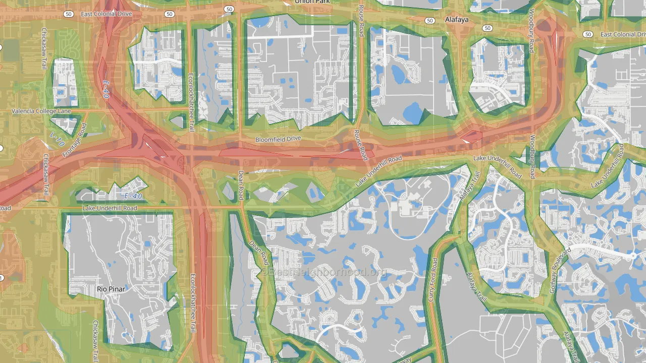 Legacy Place, Alafaya, FL Map of Noise Levels in Legacy Place