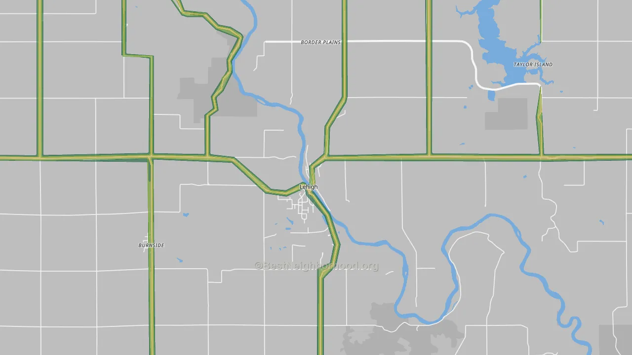 Lehigh, IA Map of Noise Levels in Lehigh