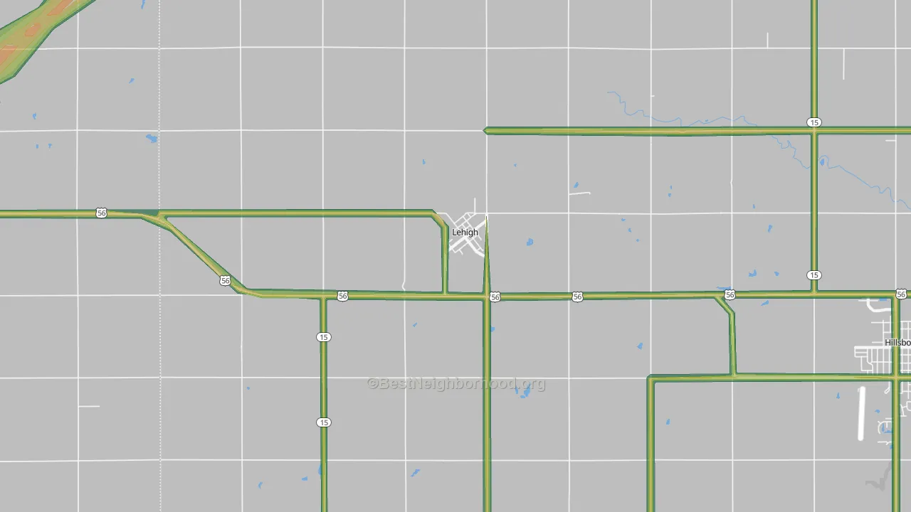 Lehigh, KS Map of Noise Levels in Lehigh