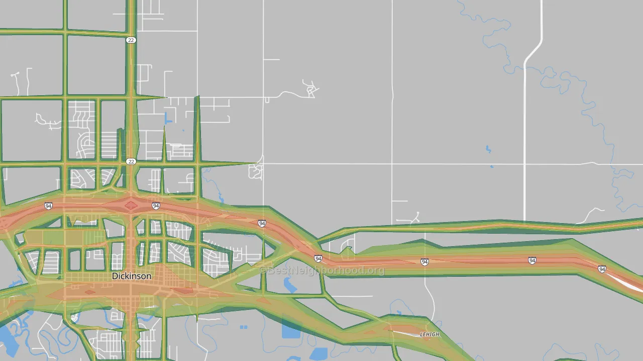 Lehigh, ND Map of Noise Levels in Lehigh