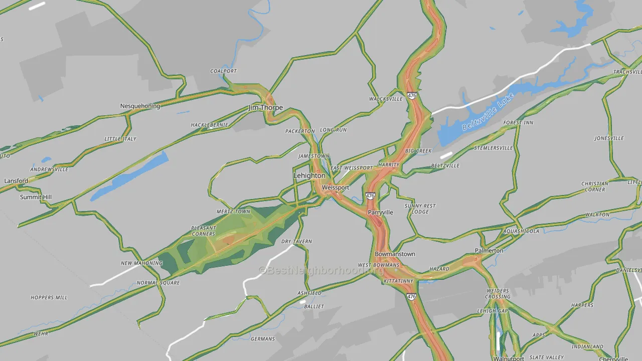Lehighton, PA Map of Noise Levels in Lehighton