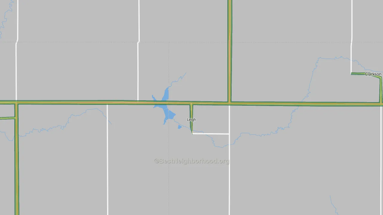 Leigh, NE Map of Noise Levels in Leigh