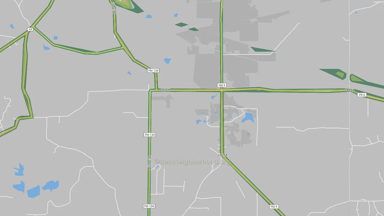 Leigh, TX Map of Noise Levels in Leigh