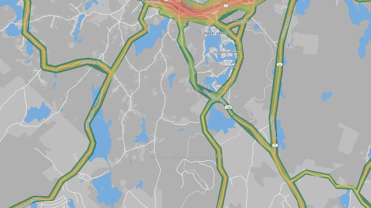 Leino Park, MA Map of Noise Levels in Leino Park
