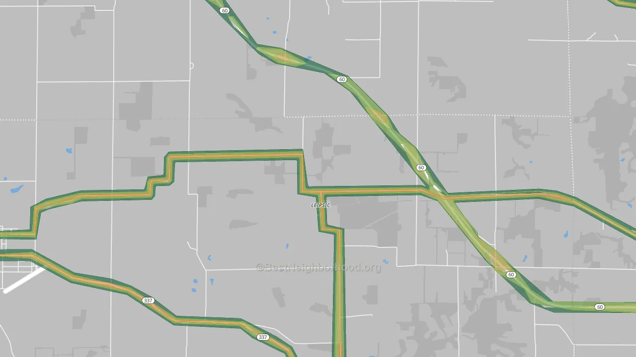 Leipsic, IN Map of Noise Levels in Leipsic