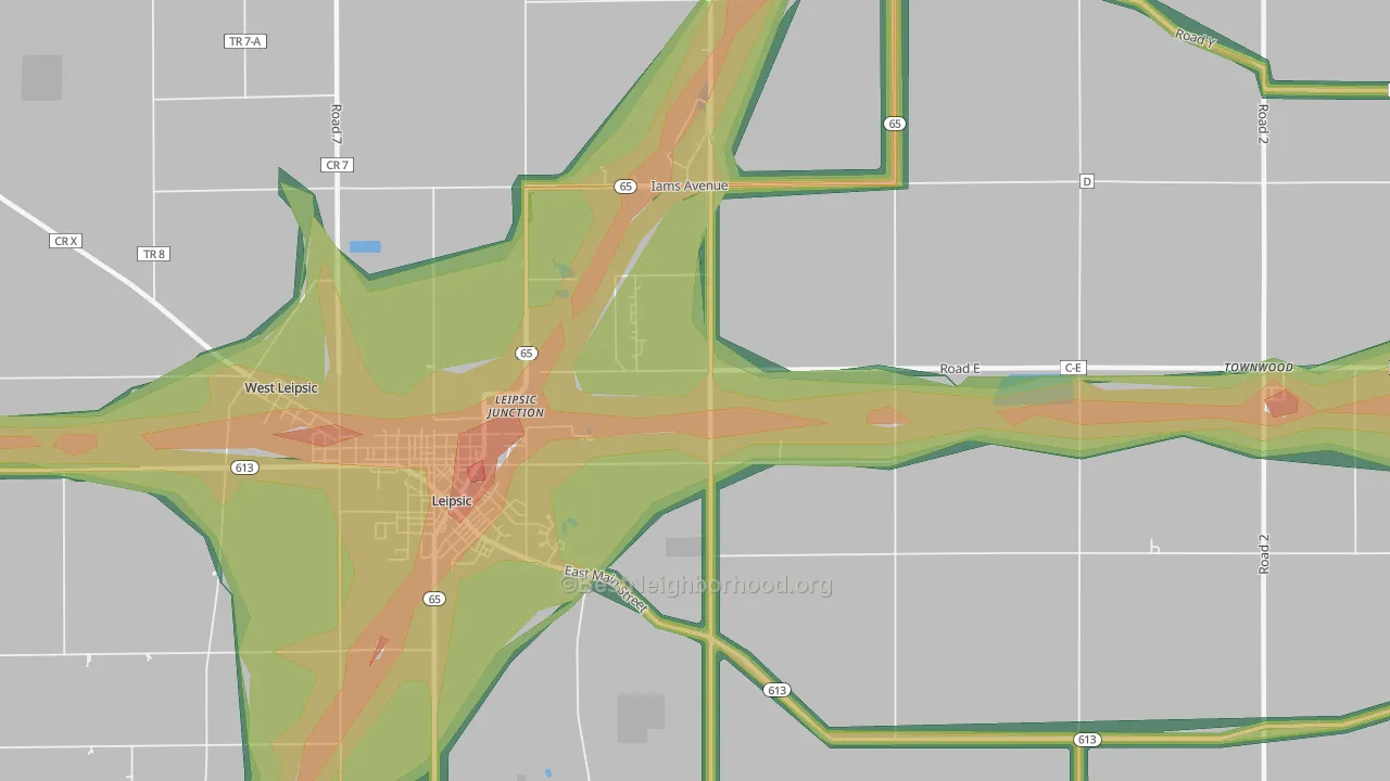 Leipsic Junction, OH Map of Noise Levels in Leipsic Junction