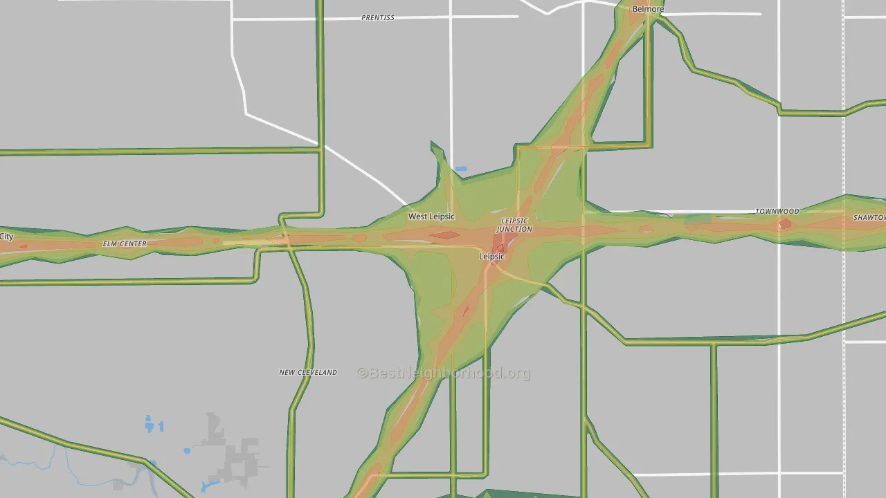 Leipsic, OH Map of Noise Levels in Leipsic