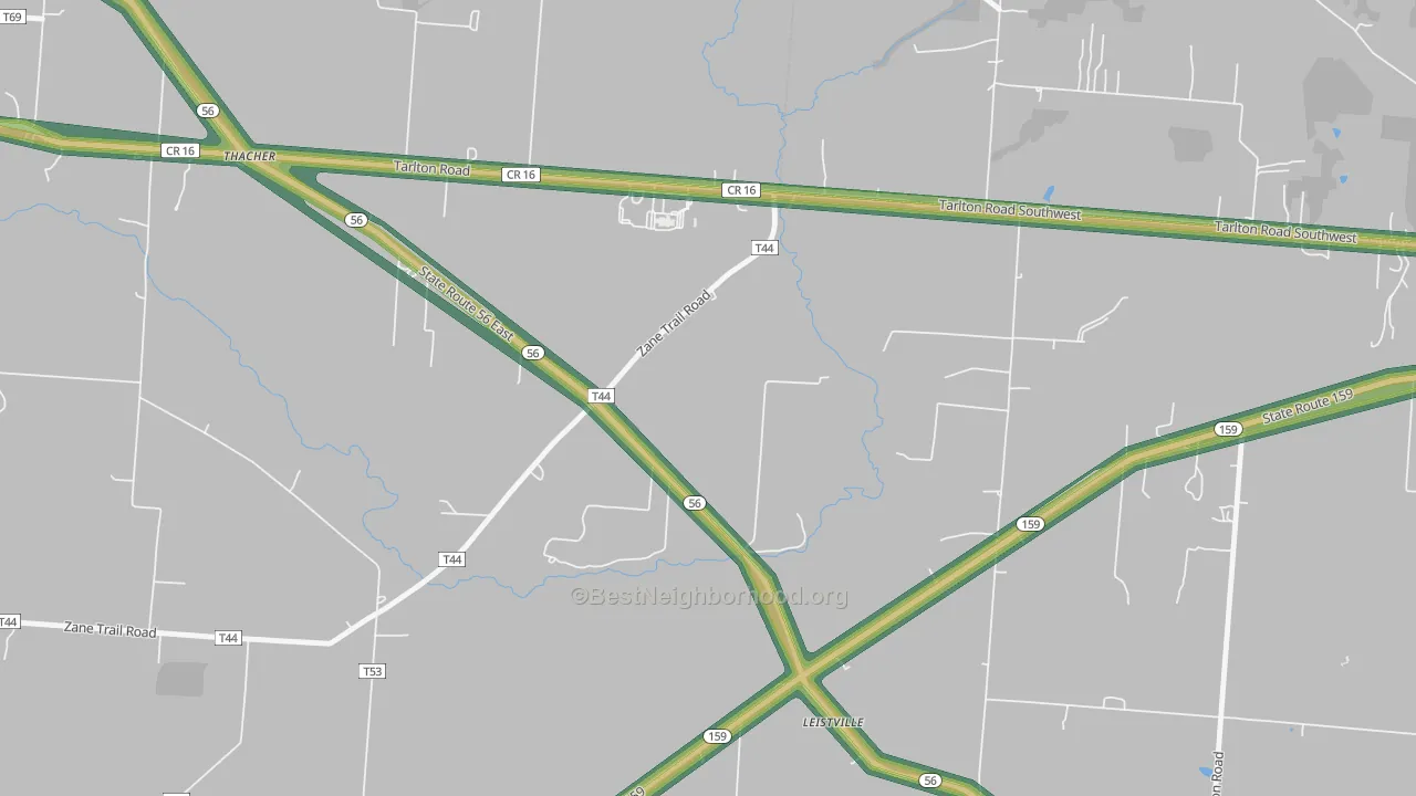 Leistville, OH Map of Noise Levels in Leistville