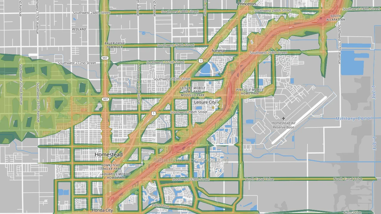 Leisure City, FL Map of Noise Levels in Leisure City