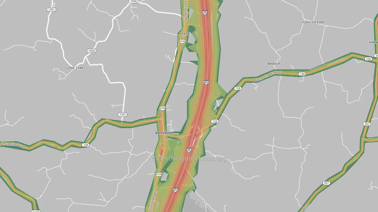 Leitchfield Crossing, KY Map of Noise Levels in Leitchfield Crossing