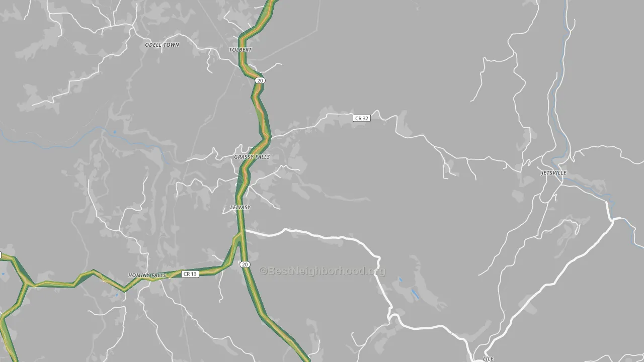 Leivasy, WV Map of Noise Levels in Leivasy