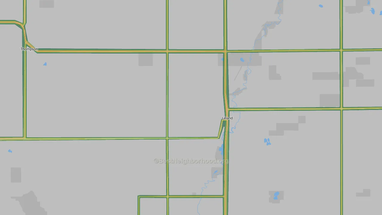 Leland, IA Map of Noise Levels in Leland