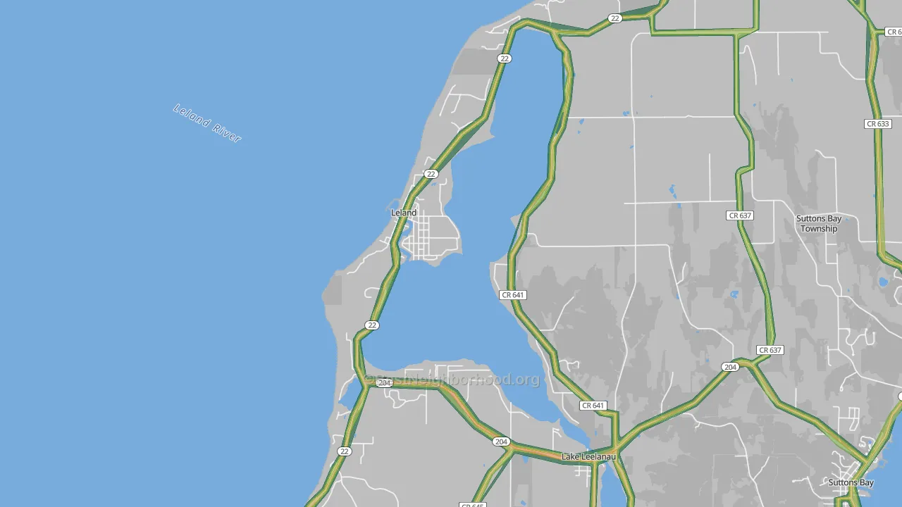 Leland, MI Map of Noise Levels in Leland