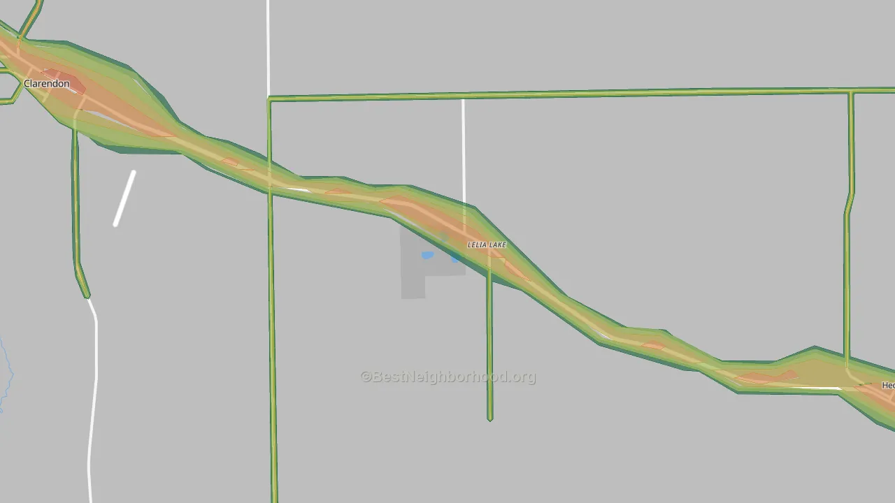 Lelia Lake, TX Map of Noise Levels in Lelia Lake