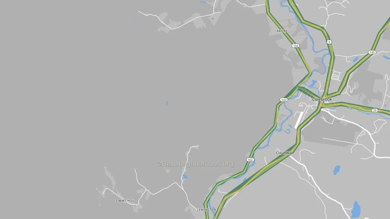 Lemington, VT Map of Noise Levels in Lemington