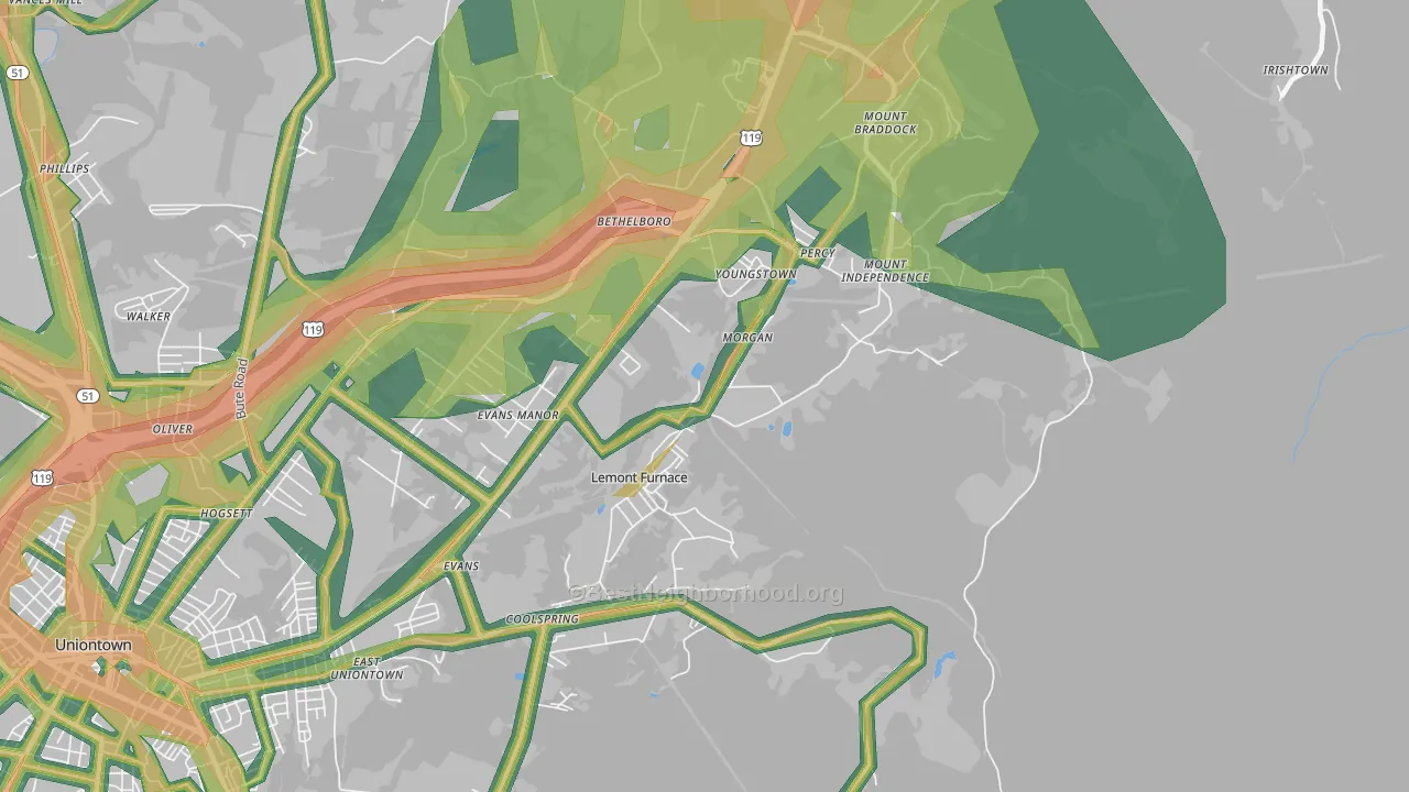 Lemont Furnace, PA Map of Noise Levels in Lemont Furnace