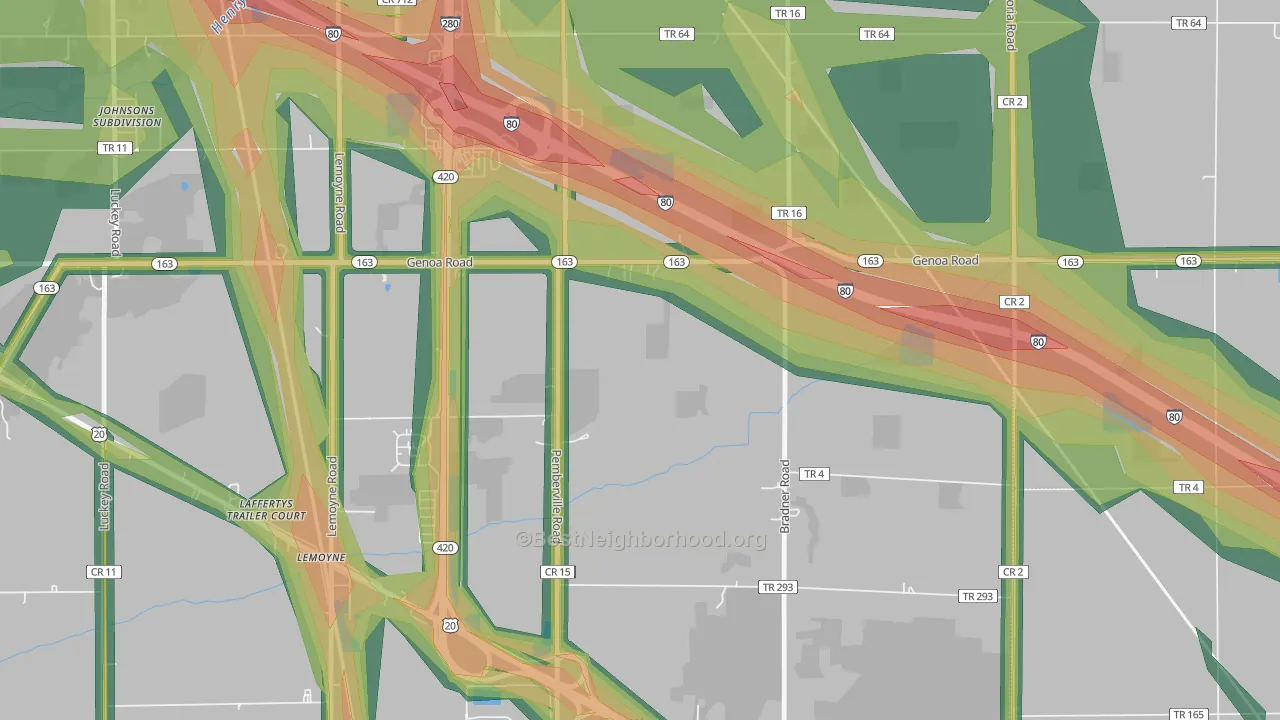 Lemoyne, OH Map of Noise Levels in Lemoyne