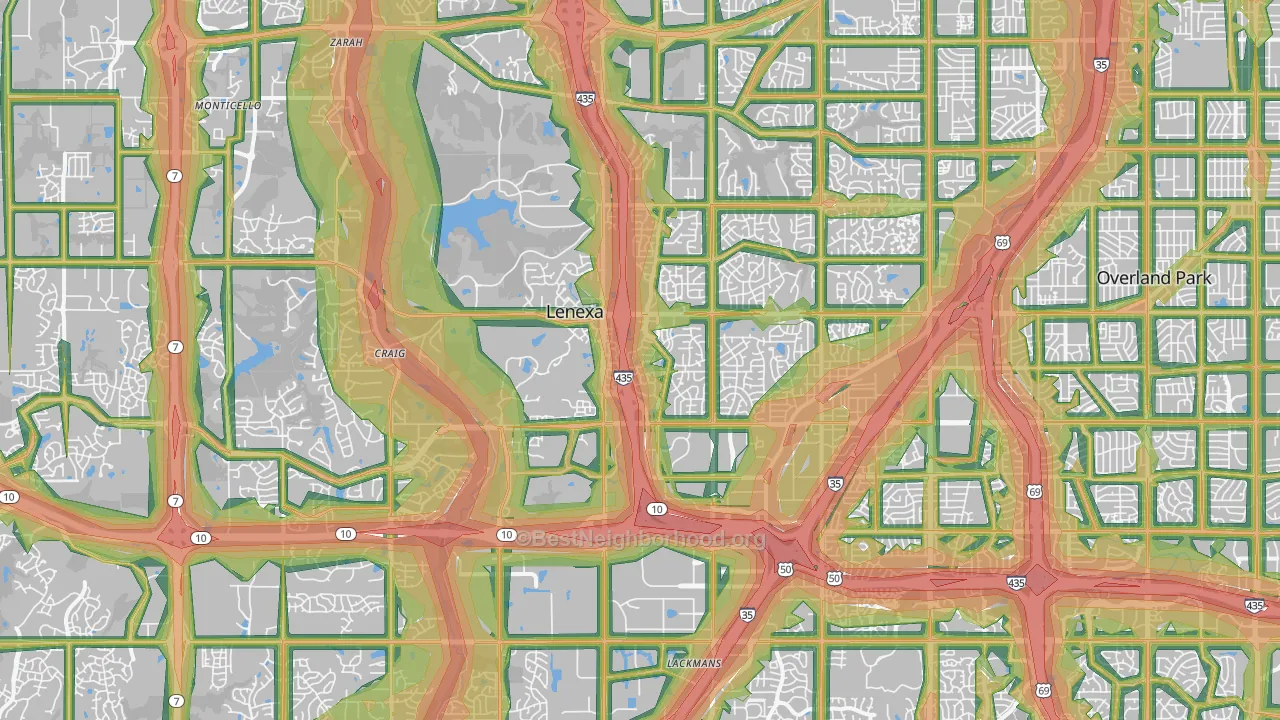 Lenexa, KS Map of Noise Levels in Lenexa